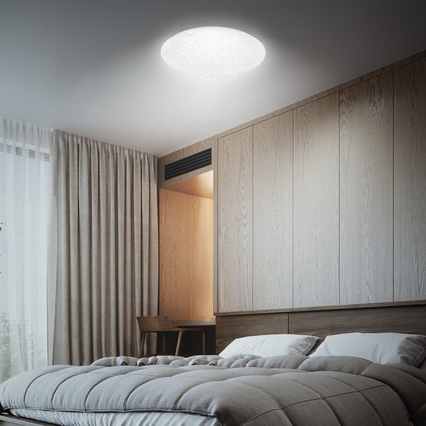 Briloner Lumenia LED stropna svjetiljka, Ø 38 cm, 25 W, zvjezdano nebo, prigušiva, Bijela, Područje hodnika, Plastika