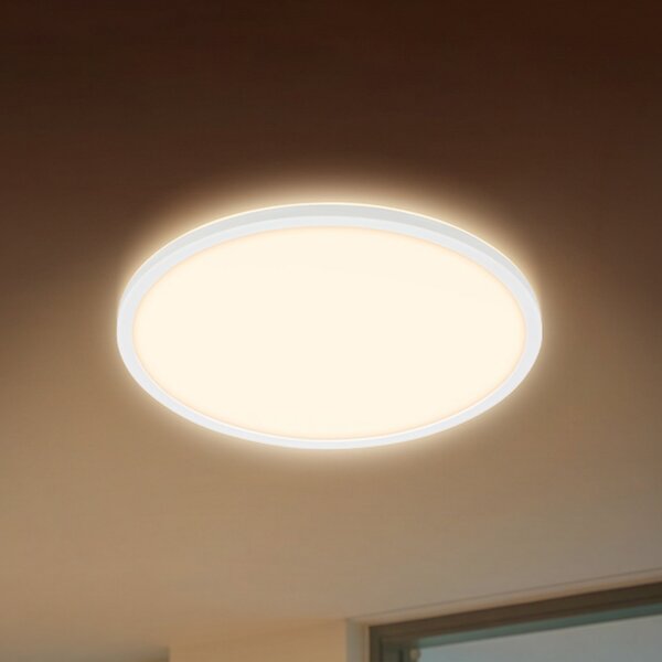Briloner LED stropna svjetiljka Happy, RGBIC, CCTIC, bijela, daljinski upravljač, prigušiva, Bijela, Kuhinja, Plastika
