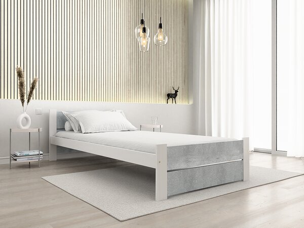 Krevet IKAROS DOUBLE 90 x 200 cm, beton/bijela Podnica: Sa lameliranom podnicom, Madrac: Bez madraca