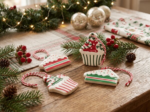 Set 4 kom božićnih ukrasa CHRISTMAS PATISSERIE 6 cm