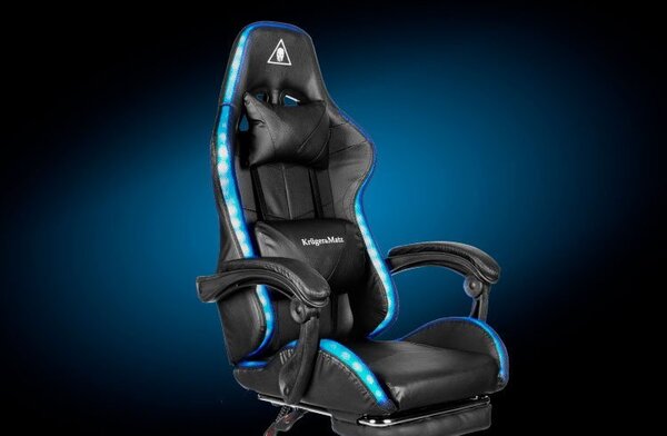 Podesiva podstavljena led rgb gaming računalna stolica s osloncem za noge + daljinsko upravljanje