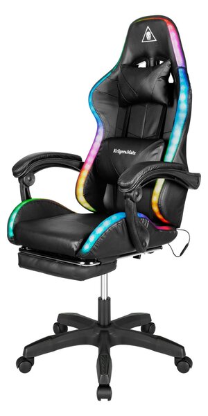 Podesiva podstavljena led rgb gaming računalna stolica s osloncem za noge + daljinsko upravljanje