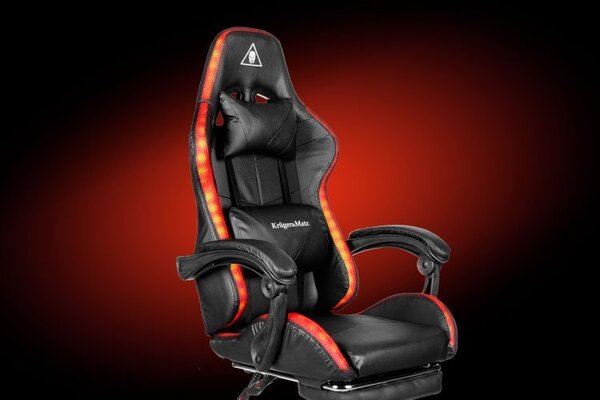 Podesiva podstavljena led rgb gaming računalna stolica s osloncem za noge + daljinsko upravljanje