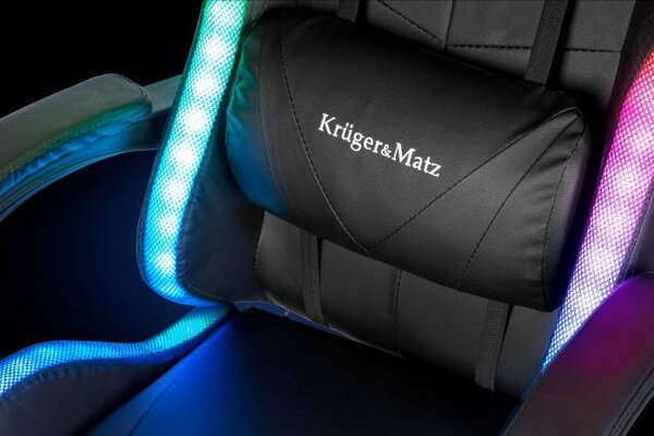 Podesiva podstavljena led rgb gaming računalna stolica s osloncem za noge + daljinsko upravljanje