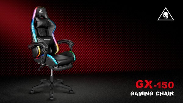 Podesiva podstavljena led rgb gaming računalna stolica s osloncem za noge + daljinsko upravljanje