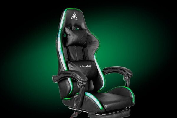 Podesiva podstavljena led rgb gaming računalna stolica s osloncem za noge + daljinsko upravljanje
