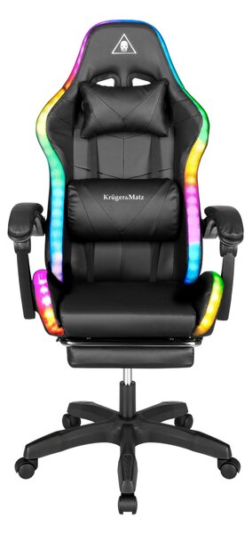 Podesiva podstavljena led rgb gaming računalna stolica s osloncem za noge + daljinsko upravljanje