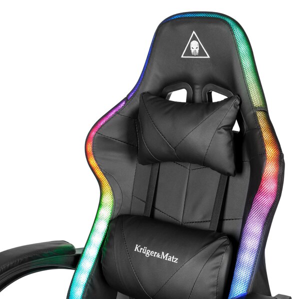 Podesiva podstavljena led rgb gaming računalna stolica s osloncem za noge + daljinsko upravljanje