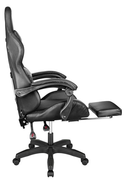 Podesiva podstavljena led rgb gaming računalna stolica s osloncem za noge + daljinsko upravljanje