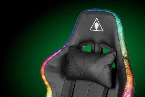 Podesiva podstavljena led rgb gaming računalna stolica s osloncem za noge + daljinsko upravljanje