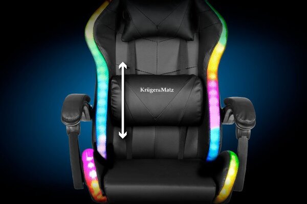 Podesiva podstavljena led rgb gaming računalna stolica s osloncem za noge + daljinsko upravljanje