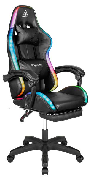 Podesiva podstavljena led rgb gaming računalna stolica s osloncem za noge + daljinsko upravljanje