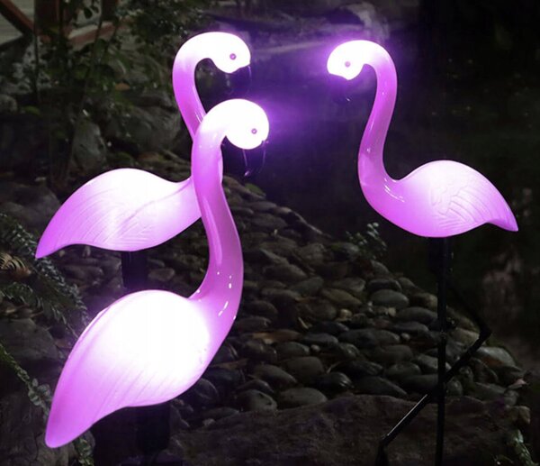 3 djelomični solarni set LED ukrasnog vrta Flamingos