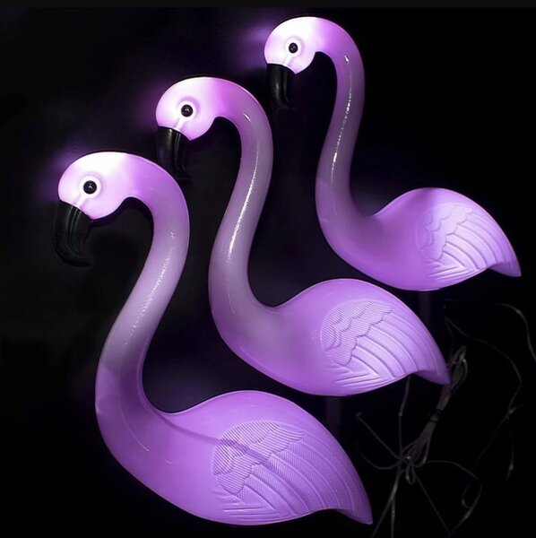 3 djelomični solarni set LED ukrasnog vrta Flamingos