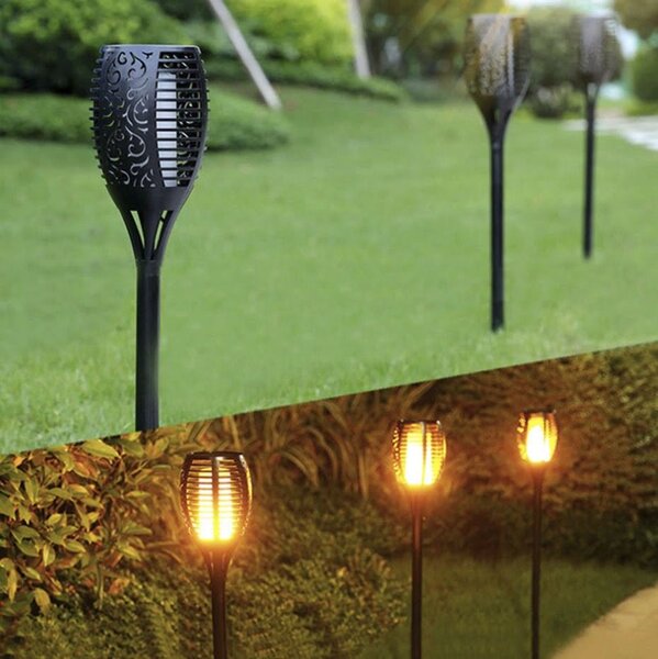 Set od 4 solarne vrtne podne LED lampe s efektom gorućeg plemena