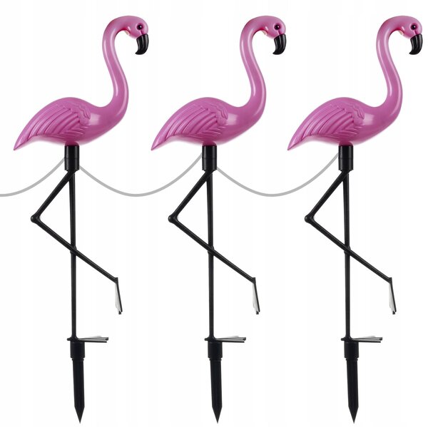 3 djelomični solarni set LED ukrasnog vrta Flamingos