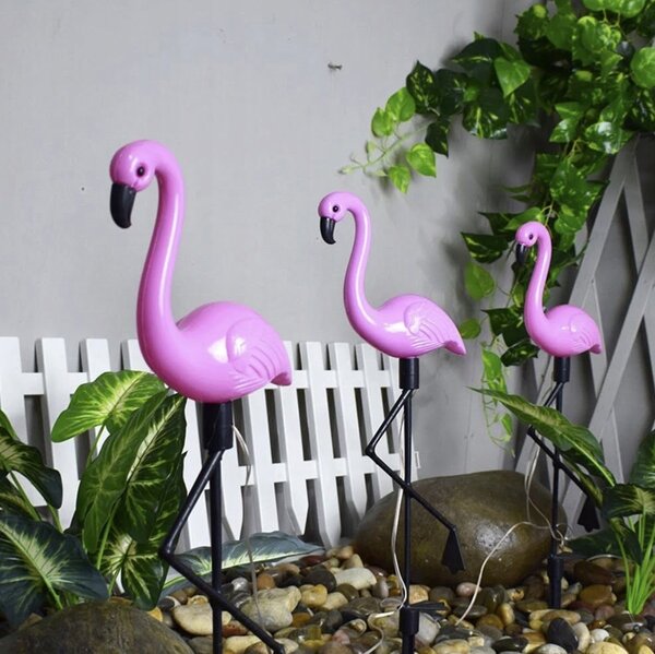 3 djelomični solarni set LED ukrasnog vrta Flamingos