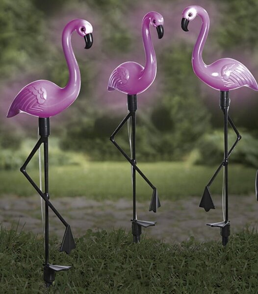 3 djelomični solarni set LED ukrasnog vrta Flamingos