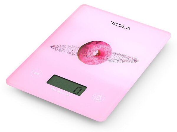 Staklena LCD kuhinja skala do 5 kg ružičaste