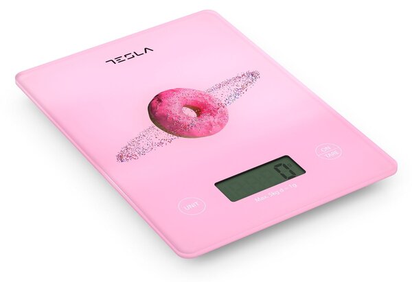 Staklena LCD kuhinja skala do 5 kg ružičaste