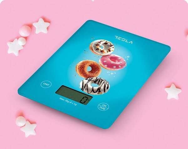 Staklena LCD kuhinja skala do 5 kg plava