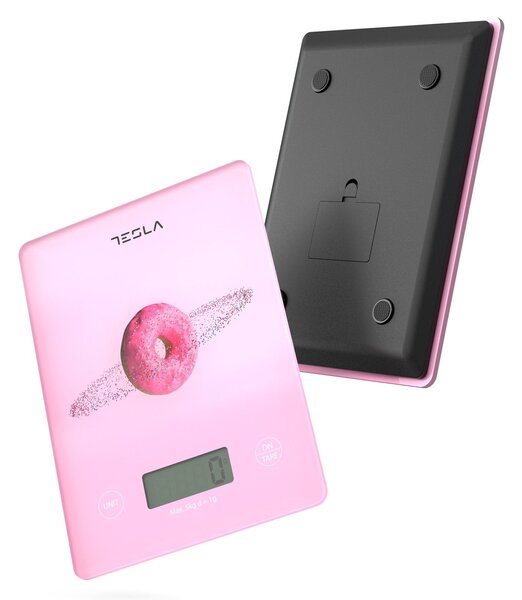 Staklena LCD kuhinja skala do 5 kg ružičaste