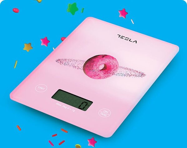 Staklena LCD kuhinja skala do 5 kg ružičaste