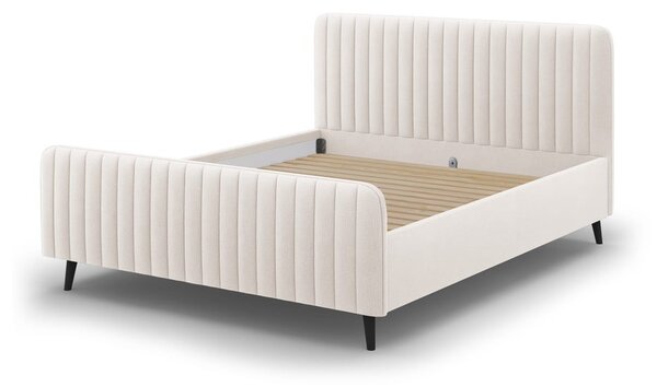 Bež tapecirani bračni krevet s podnicom 140x200 cm Lily - Micadoni Home