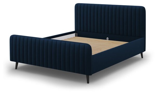 Tamnoplavi tapecirani bračni krevet s podnicom 160x200 cm Lily - Micadoni Home