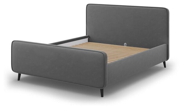 Tamno sivi tapecirani bračni krevet s podnicom 140x200 cm Kaia - Micadoni Home