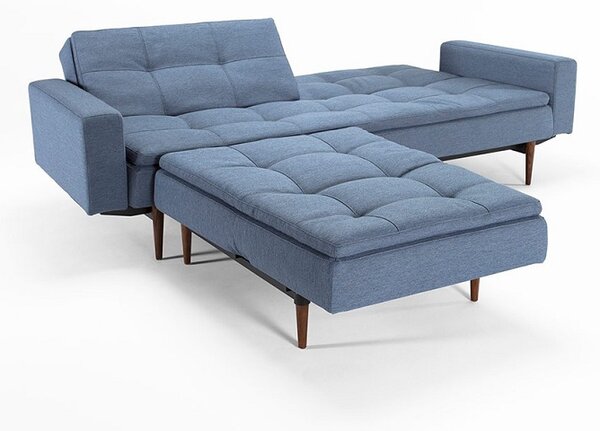 Kauč DUBLEXO SOFA BED s rukonaslonima i s tamno stileto drvenim nogicama