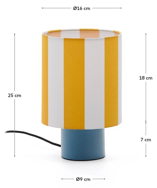 Žuta /plava stolna lampa s tekstilnim sjenilom (visina 25 cm) Ciral – Kave Home