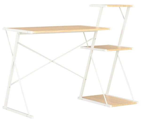 VidaXL Radni stol s policom bijeli i boja hrasta 116 x 50 x 93 cm