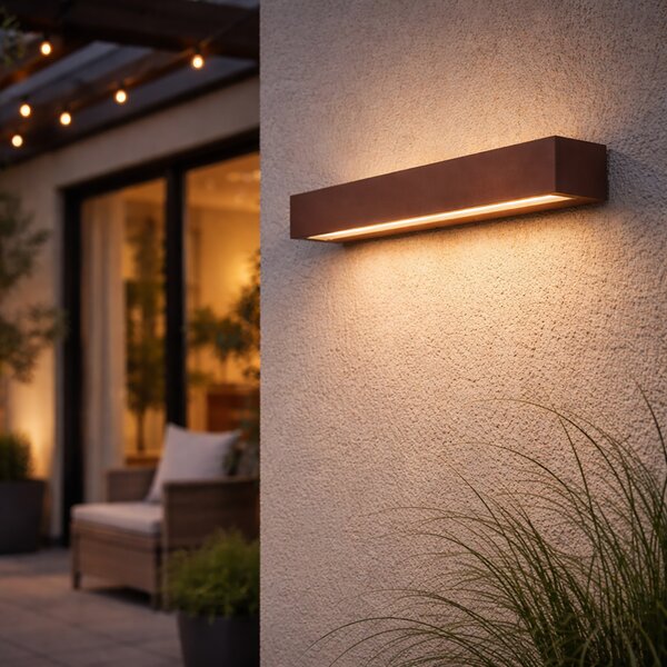 Industrijska vanjska zidna svjetiljka hrđavo smeđa 55 cm uklj. LED IP65 - Hannah