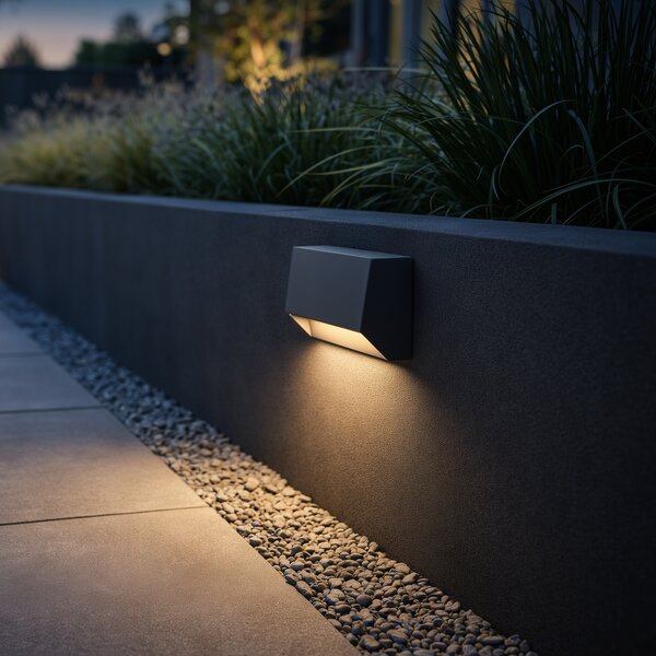 Moderna vanjska zidna svjetiljka tamno siva s ugrađenom LED IP65 - Sandstone 2