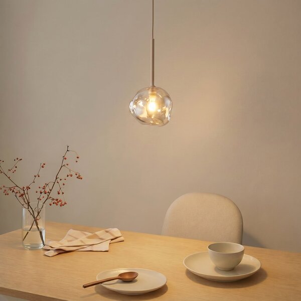 TK Lighting Lava viseća svjetiljka, Ø 15 cm, G9, pijesak/kognac, staklo, prigušiva, Bež, Dnevni boravak/blagovaonica, Staklo