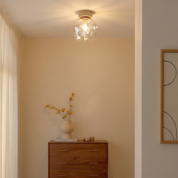 TK Lighting Stropna svjetiljka Lava, pijesak/kognac, staklo, Ø 15 cm, G9, prigušiva, Bež, Dnevni boravak/blagovaonica, Staklo