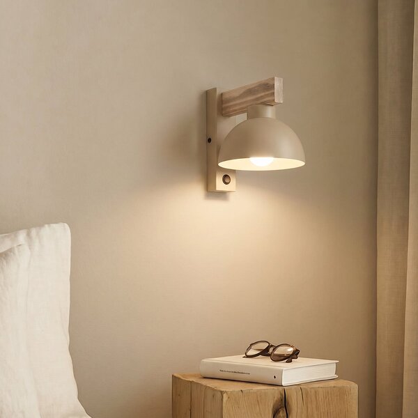 TK Lighting Oslo zidna svjetiljka, boje pijeska, metal, visina 20 cm, E27, prigušiva, Bež, Dnevni boravak/blagovaonica, Metal