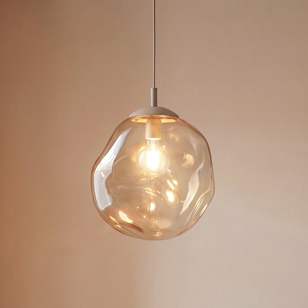 TK Lighting Lava viseća svjetiljka, Ø 35 cm, E27, pijesak/kognac, staklo, prigušiva, Bež, Dnevni boravak/blagovaonica, Staklo