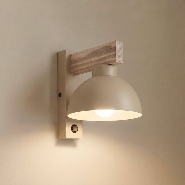TK Lighting Oslo zidna svjetiljka, boje pijeska, metal, visina 20 cm, E27, prigušiva, Bež, Dnevni boravak/blagovaonica, Metal