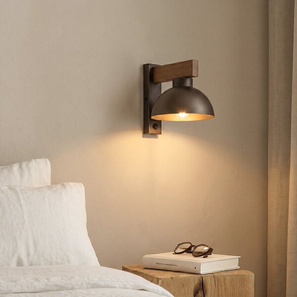 TK Lighting Oslo zidna svjetiljka, smeđa, metal, visina 20 cm, E27, prigušiva, Smeđa / hrđa, Dnevni boravak/blagovaonica, Metal