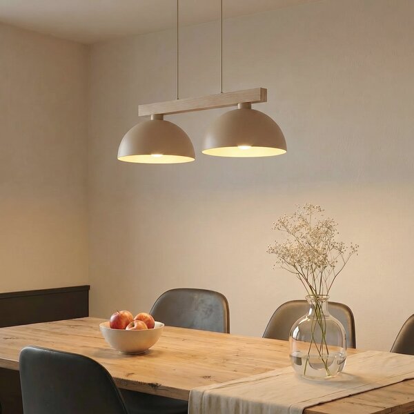 TK Lighting Oslo viseća svjetiljka, boje pijeska, s dvije žarulje, dugačka 83 cm, E27, prigušiva, Bež, Dnevni boravak/blagovaonica, Metal