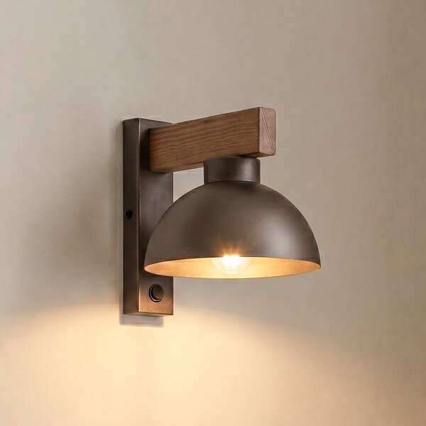 TK Lighting Oslo zidna svjetiljka, smeđa, metal, visina 20 cm, E27, prigušiva, Smeđa / hrđa, Dnevni boravak/blagovaonica, Metal