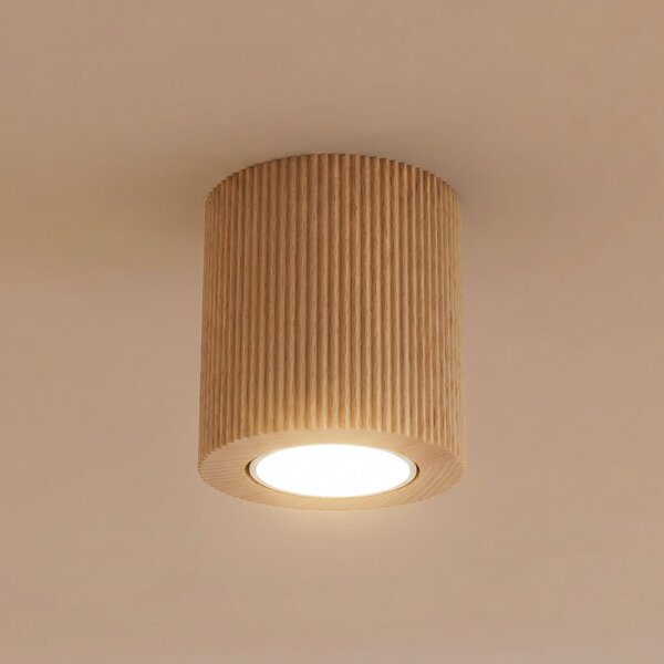 TK Lighting Stropna svjetiljka Eve, visina 8,5 cm, GU10, drvo, prigušiva, Drvo, Dnevni boravak/blagovaonica, Drvo