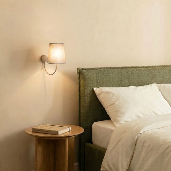 TK Lighting Zidna svjetiljka Candi, bež/pješčana, lan, visina 34 cm, E27, prigušiva, Bež, Dnevni boravak/blagovaonica, Tkanina / tekstil