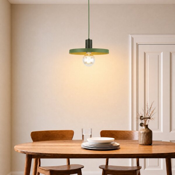 TK Lighting Sila viseća svjetiljka, zelena, metal, Ø 30 cm, E27, prigušiva, Zelena, Dnevni boravak/blagovaonica, Metal