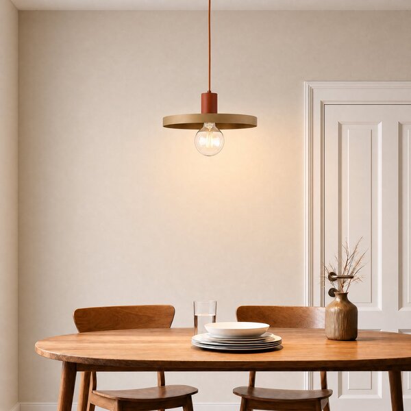 TK Lighting Sila viseća svjetiljka, pijesak/crvena, metal, Ø 30 cm, E27, prigušiva, Bež, Dnevni boravak/blagovaonica, Metal