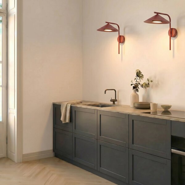 TK Lighting Zidna svjetiljka Lume S, bordo, metal, visina 31 cm, GX53, prigušiva, Crvena, Dnevni boravak/blagovaonica, Metal