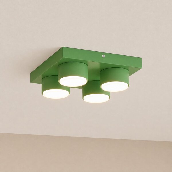 TK Lighting Stropna svjetiljka Brix, zelena, dugačka 23 cm, s 4 žarulje, GX53, prigušiva, Zelena, Dnevni boravak/blagovaonica, Metal