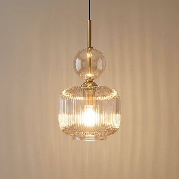 TK Lighting Sophia viseća lampa, kognac/crna, staklo, Ø 15 cm, E14, prigušiva, Sivo, Dnevni boravak/blagovaonica, Staklo